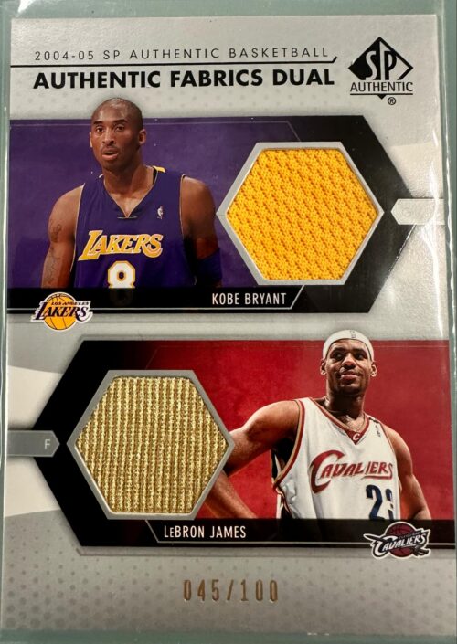 2004-05 SP Authentic Kobe Bryant Lebron James dual jersey /100